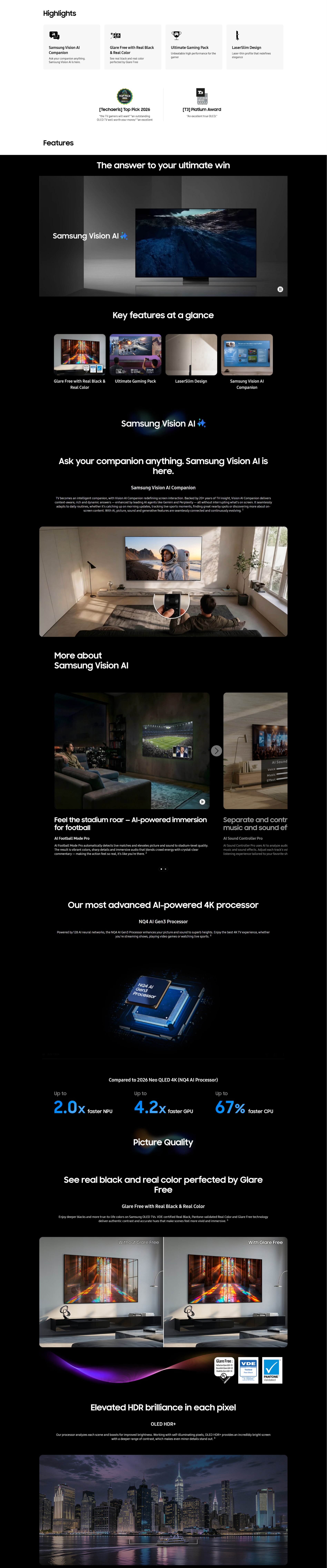 SAMSUNG S90H OLED 4K Samsung Vision AI Smart TV 2026